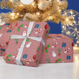 Festliches Weihnachtsmuster-Wrap-Papier Süßer Sc Geschenkpapier