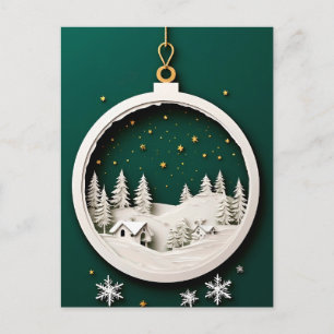 Festliches Weihnachtsornament mit Winterlandschaft Postkarte