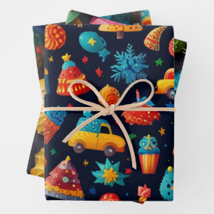 Festliches Weihnachtspapier Geschenkpapier Set