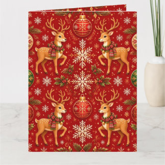 Festliches Weihnachtsrentier- und Ornamentemuster Karte