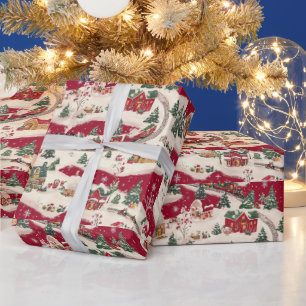 Festliches Weihnachtszug-Muster Geschenkpapier