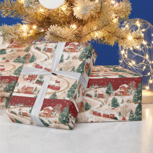 Festliches Weihnachtszug-Muster Geschenkpapier
