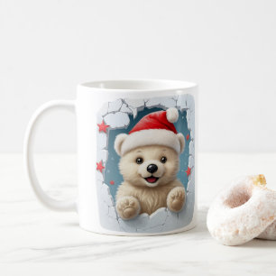 Festliches Weiß mit Teddybär und eisigem Design Kaffeetasse