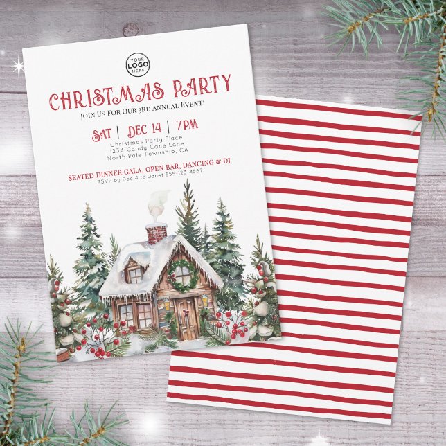 Festliches Winter Wasserfarben Weihnachten Party Einladung (Festive Winter Watercolor Business Christmas Party Invitation )