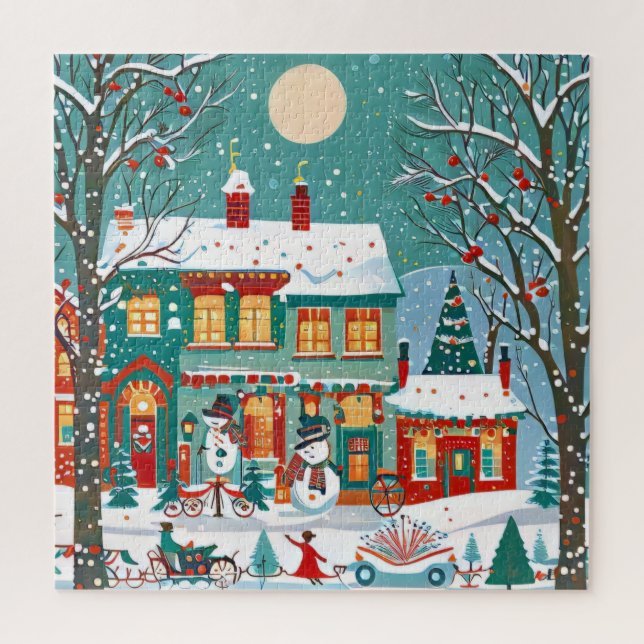 Festliches Winterdorf Jigsaw Puzzle (Vertikal)