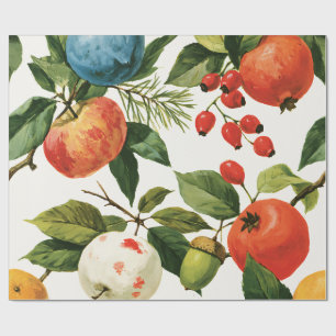 Festliches Winterfrucht-Weihnachtsmuster Geschenkpapier