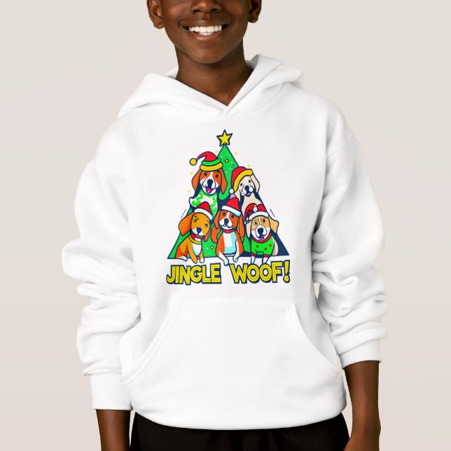 Festliches Woof frohe Weihnachtsgestaltung für Hun Hoodie (Vorderseite)