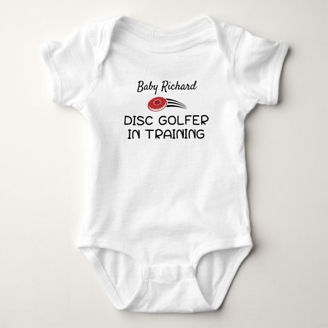 Festplattengolfer in der Schulung | Disk Golf Baby Strampler (Vorderseite)
