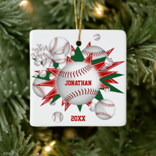 Festspiele Rot-Grün-Baseball-Softball-Blowout Keramikornament