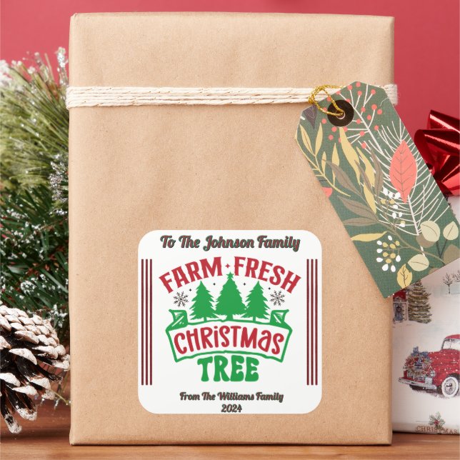 Feststicker für Weihnachtsgeschenke Quadratischer Aufkleber (Feiertag)