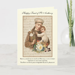 Festtag St. Anthony Padua Kind Jesus Card Karte