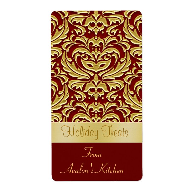 Festtage Damask Küche Leckerei Backetikett (Vorne)