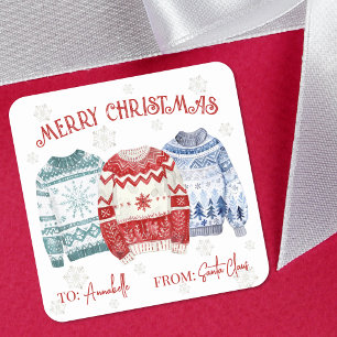 Festtags-Weihnachts-Geschenkanhänger-Aufkleber Quadratischer Aufkleber