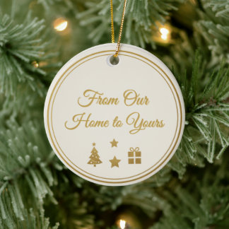 Festtagsgoldenes Weihnachtsetikett Keramik Ornament