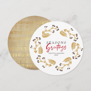 Festtagsgrüße Goldener Blumenkranz Feiertagskarte Einladung