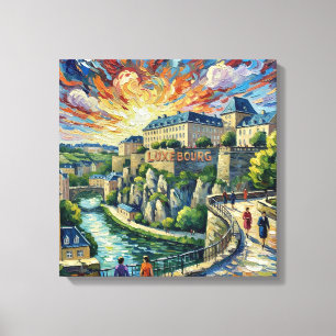 Festung Luxemburg Stadt Panoramic Gestreckt Leinwa Leinwanddruck