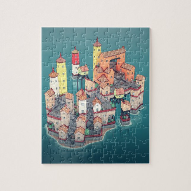 Festung mittelalterliche Fantasy - Stadt Illustrat Puzzle (Vertikal)