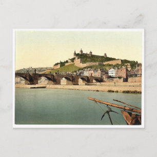 Festung und alte Brücke, Würzburg, Bayern, Deutsch Postkarte