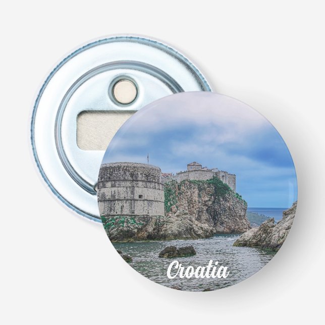 Festungsmauern, Felsküste und Meer in Kroatien Flaschenöffner (Vorderseite)