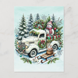 Festwagen Weihnachtliche Lieferung im alten Stil Feiertagspostkarte
