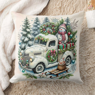 Festwagen Weihnachtliche Lieferung im Vintage-St Kissen