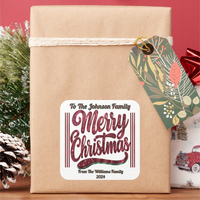 Festzettel für Weihnachten Quadratischer Aufkleber (Feiertag)