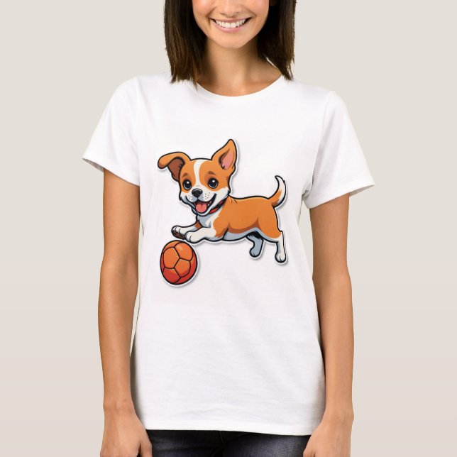 Fetch Happens - Funny Dog Cartoon T - Shirt (Vorderseite)