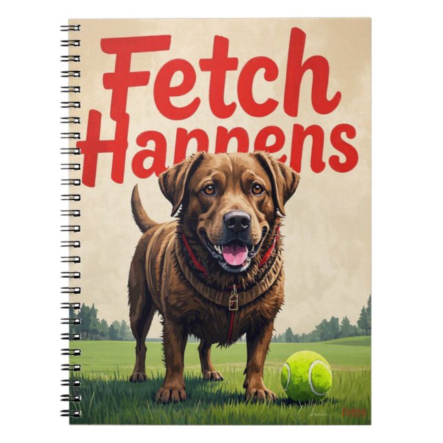 Fetch Happens Humorer Hund Wendelheber Schlamm Notizblock (Vorderseite)