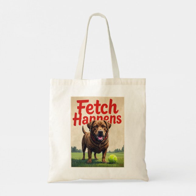 Fetch Happens Humorer Hundtosack Schlamm Labrador Tragetasche (Rückseite)