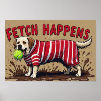 Fetch Happens Humorer Plakatschlamm Labrador Hund