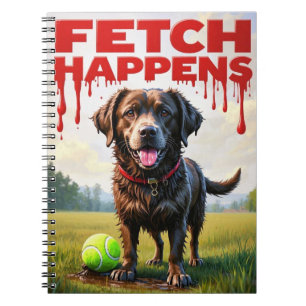 Fetch Happens Humorvolles Hund-Spiralheft Notizblock