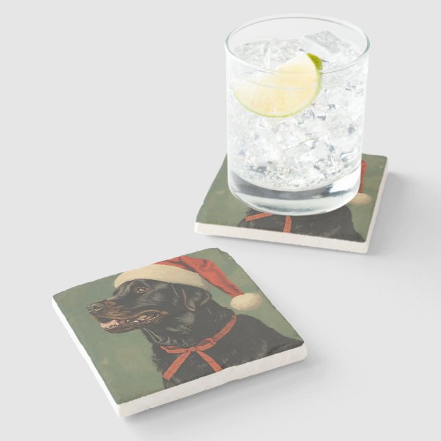 Fetching Through the Snow Stone Coaster Steinuntersetzer (Seitenansicht)