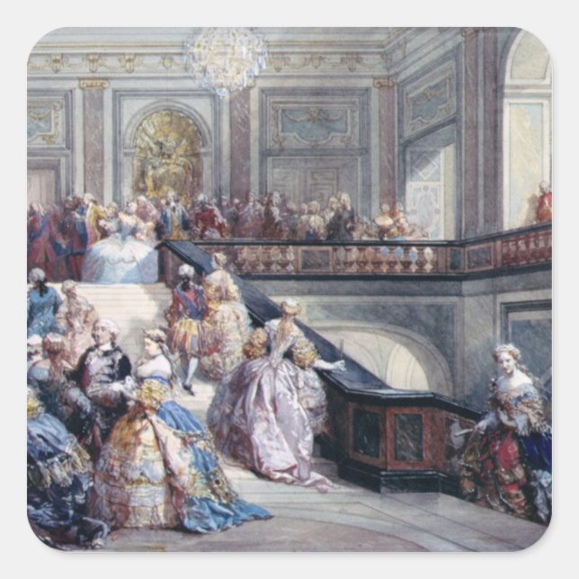 Fete am Schloss von Versailles Quadratischer Aufkleber (Vorderseite)