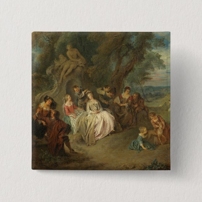 Fête Champêtre, C. 1730 (Öl auf Leinwand) Button (Vorderseite)