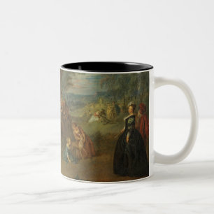 Fête Champêtre, C. 1730 (Öl auf Leinwand) Zweifarbige Tasse