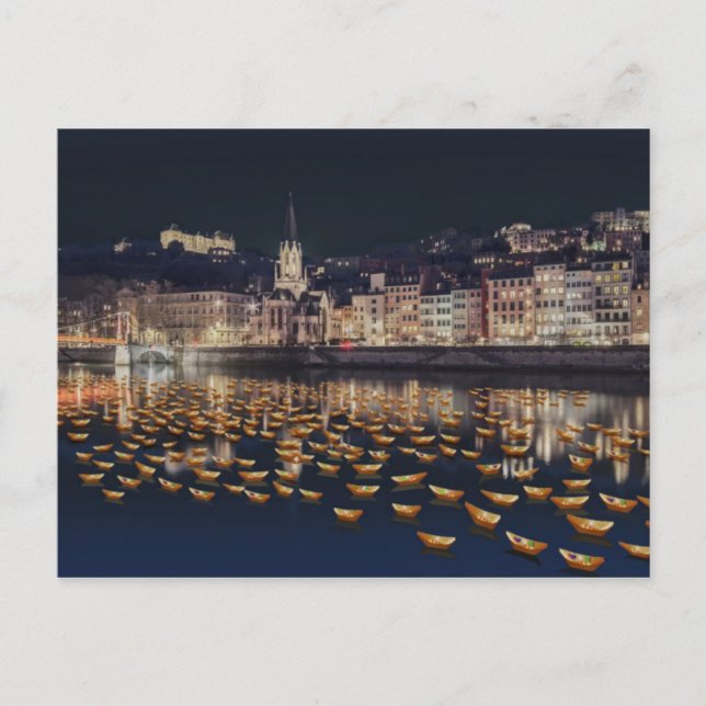 Fête des Lumières bateaux - Lyon Postkarte (Vorderseite)