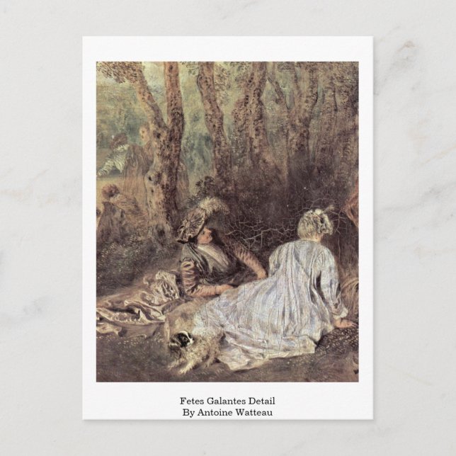 Fetes Galantes Detail von Antoine Watteau Postkarte (Vorderseite)