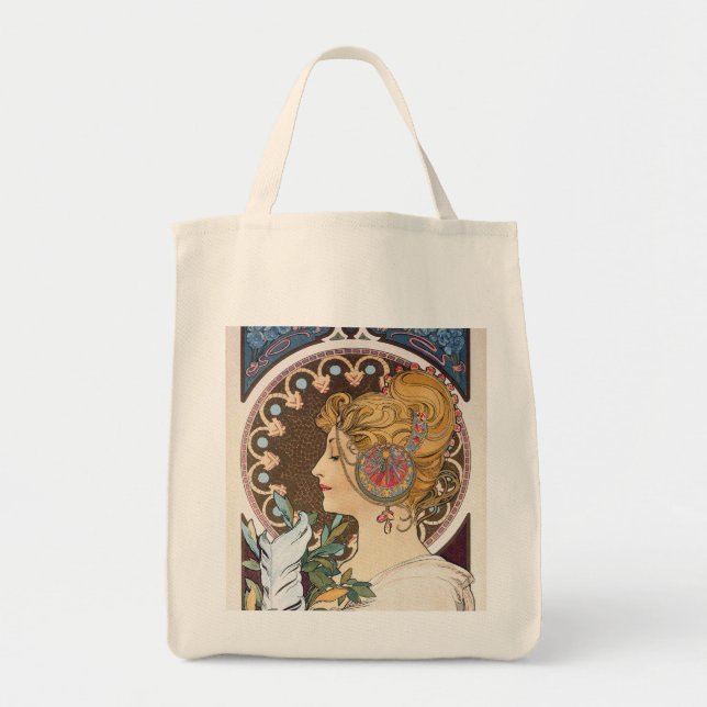 Fether by Alphonse Mucha - Vintager Jugendstil Tragetasche (Vorne)