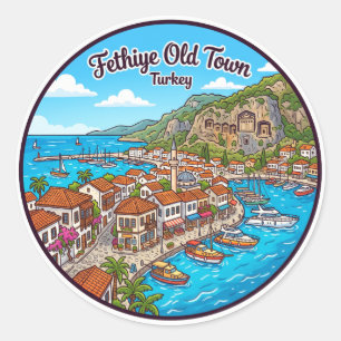 Fethiye Altstadt (Paspatur) Türkei Runder Aufkleber