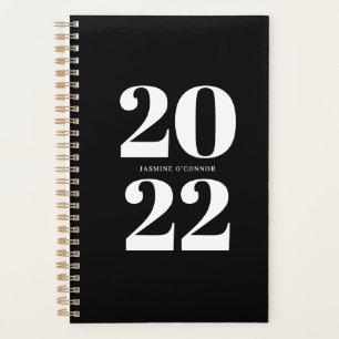 Fett 2022 Typografie Schwarz-Weiß-Planer Planer