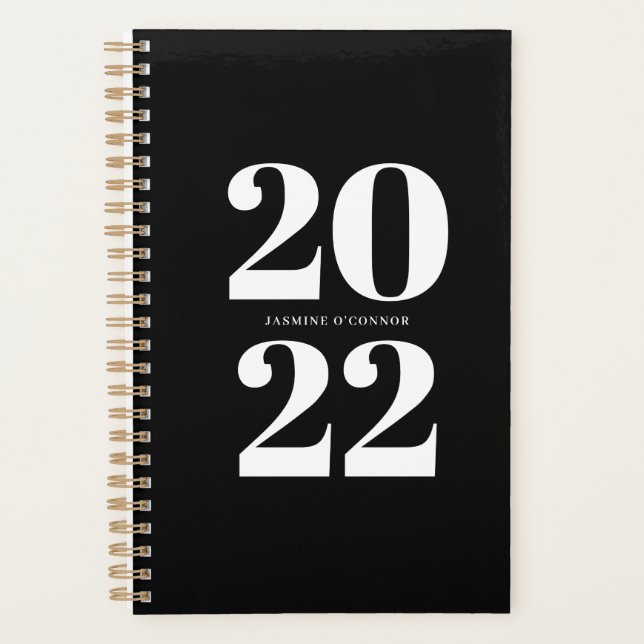 Fett 2022 Typografie Schwarz-Weiß-Planer Planer (Vorderseite)