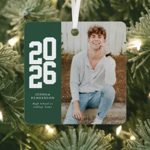 Fett 2023 Graduate für grünes weißes Foto Ornament Aus Metall