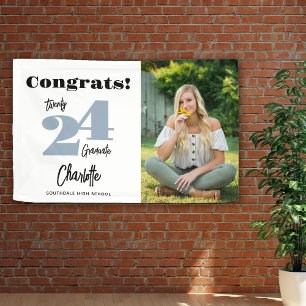 Fett 2024 Blau Gratuliere Absolvent Foto Banner