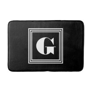 Fett 3-Rahmen-Monogramm Schwarz/Weiß Badematte