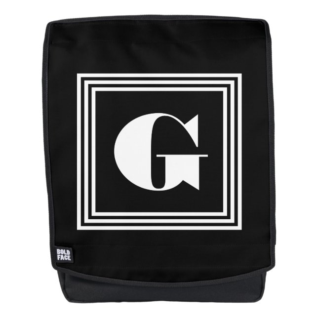 Fett 3-Rahmen-Monogramm | Schwarz/Weiß Rucksack (Vorderseite)