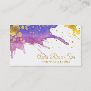 *~ Fett Abstrakt Lila Glam Watercolor Gold Luxe Visitenkarte