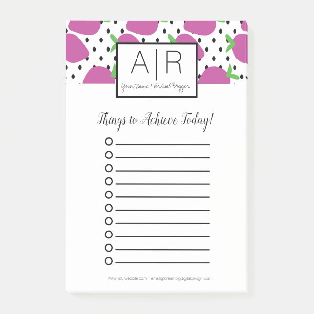 Fett Abstrakte Erdbeeren Post-it Klebezettel (Vorderseite)