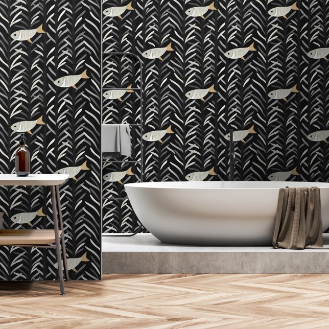 Fett Abstrakte Schwarz-Weiß-Fische entfernen Tapete (Von Creator hochgeladen)