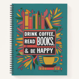 Fett Abstrakter "Drink Coffee, Read Books" Notizbuch