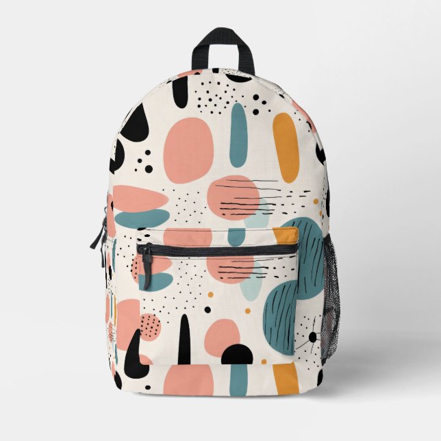 Fett Abstraktes Bio Formmuster Bedruckter Rucksack (Vorderseite)